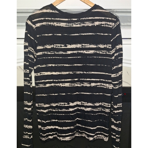 Vince Tops | Vince Shadow Stripe Print Long Sleeve Jersey Tee | Color: Black - Picture 7 of 14